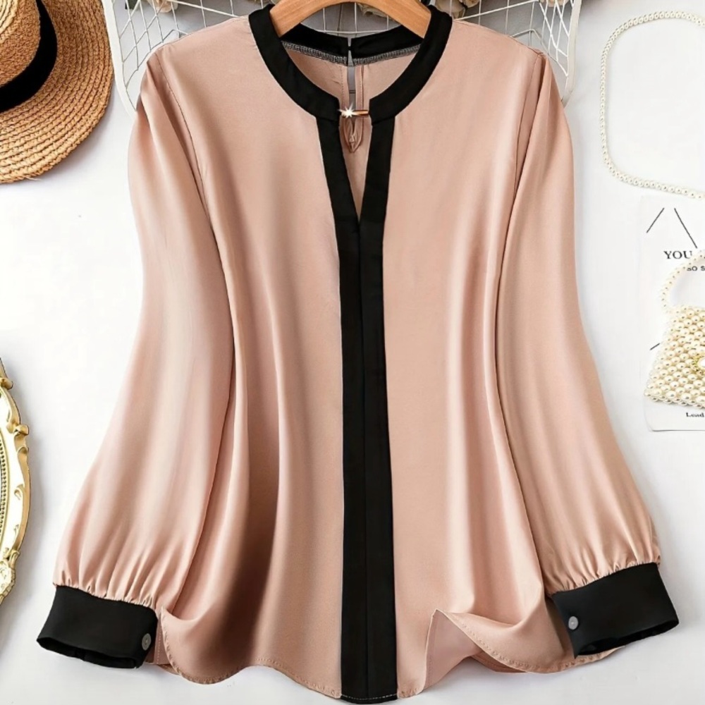 Temu Colorblock Trim Blouse, 3XL